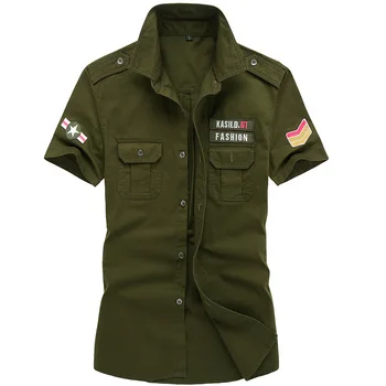 Лятна Риза на военната стил, Мъжки Памучен Риза с къс ръкав 101, Тактически Ризи за въздушна Атака, Мъжки Ежедневни Ризи Голям Размер M-6XL Camisa Militar
