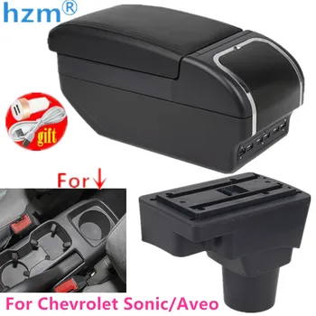 За Chevrolet Sonic Подлакътник За Chevrolet Aveo, кутия за оръжие, Детайли за модернизация на автомобила, Кутия за съхранение в салона, Авточасти USB