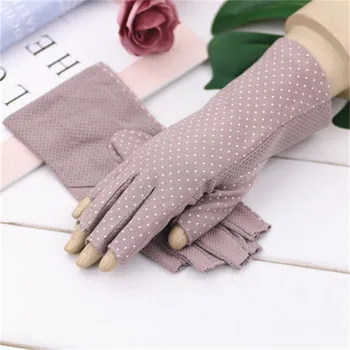 Дамски слънчеви ръкавици с полупальцами, тънки памучни летни ръкавици със защита от ултравиолетови лъчи, къси ръкавици за колоездене