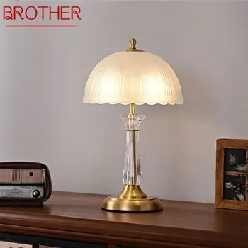 Модерна латунная настолна лампа BROTHER, Креативна Луксозна Модерна настолна лампа от кристал Мед за дома, хол, спалня