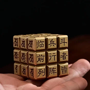 Една антична колекция Шестисложная мантра Rubik's Cube Linbing Fighter Целия масив Напред, украса за ръка, във формата на Кубче на Рубик от плътен месинг