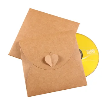 10шт 13 * 13 см Ретро хартиен CD-пакет от телешка кожа, чанта-плик, Сгъваема любовна обтегач, опаковка, Плик за писма, подаръци