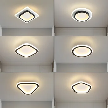 Модерни led плафониери геометрична форма за всекидневната, интериор, спалня, коридор, коридор, тераси, тавана лампа, Черно-Бял