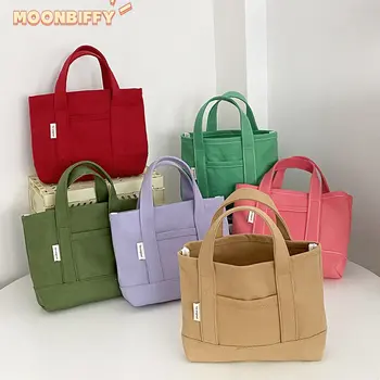 2023 Нова холщовая мини чанта-тоут за почивка, корея, дизайнерски проста малка чанта-тоут, Дамска чанта, чанта за пазаруване, чанта за обяд