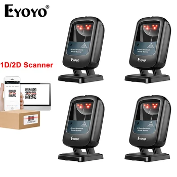 Настолен скенер Eyoyo Hands-Free, сканиране на екрана с QR код, автоматично включване за четене на баркодове в супермаркет, магазини, проводном считывателе баркод